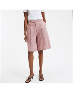 Бермуды с вытачками изо льна и хлопка розовый La redoute collections
