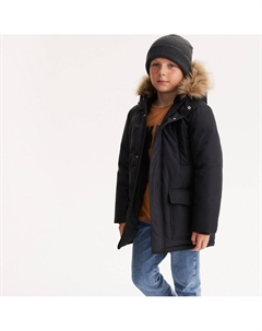 Теплая парка с капюшоном и подкладкой из шерпы черный La redoute collections