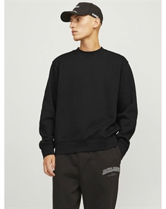 Свитшот с круглым вырезом объемного покроя черный Jack & jones