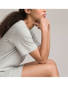 Платье-футболка с круглым вырезом короткими рукавами серый La redoute collections