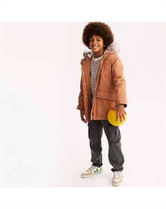 Парка с капюшоном на подкладке из шерпы каштановый La redoute collections