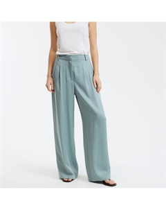 Брюки широкие с вытачками из лиоцелла зеленый La redoute collections