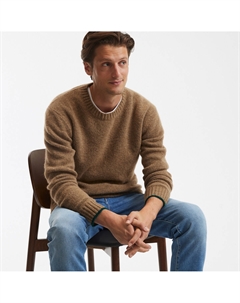 Пуловер с круглым вырезом крупной вязки бежевый La redoute collections