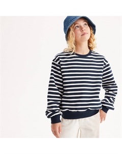 Свитшот с круглым вырезом в полоску из мольтона синий La redoute collections