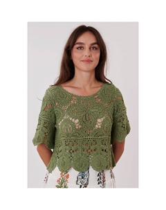 Пуловер связанный крючком Zazie зеленый Laredoute