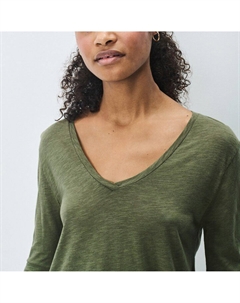 Лонгслив с V-образным вырезом JACKSONVIE зеленый Laredoute