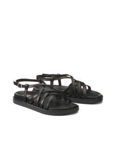 Босоножки из кожи на танкетке черный Laredoute