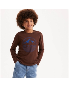 Лонгслив с надписью каштановый Laredoute