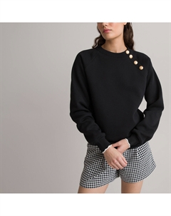 Свитшот с круглым вырезом черный La redoute collections