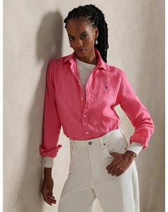 Рубашка изо льна с длинными рукавами розовый Polo ralph lauren