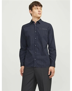 Рубашка с мелким принтом зауженная синий Laredoute