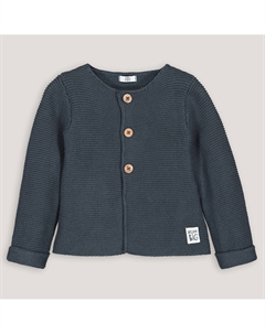 Кардиган с застежкой на пуговицы из трикотажа из биохлопка 0 мес - 3 года серый La redoute collections