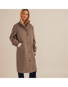 Пальто средней длины зимнее с застежкой на пуговицы каштановый Laredoute