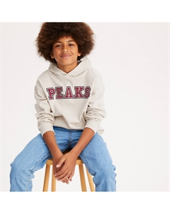 Худи с капюшоном из мольтона с надписью бежевый La redoute collections