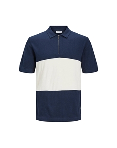 Футболка поло из трикотажа с воротником на молнии синий Jack & jones