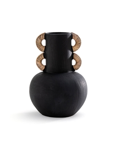 Ваза декоративная из керамики и ротанга В415 см Kuro черный La redoute interieurs