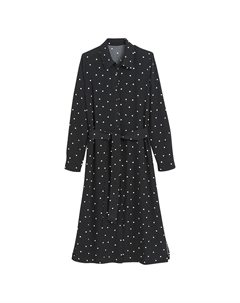 Платье-рубашка в горошек длина миди черный La redoute collections