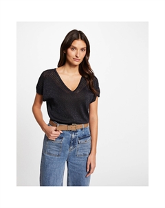 Пуловер с V-образным вырезом из тонкого трикотажа синий Morgan