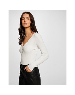 Пуловер с длинными рукавами на пуговицах белый Laredoute