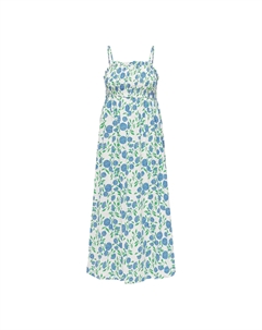 Платье на тонких бретелях с принтом длина миди синий Jdy