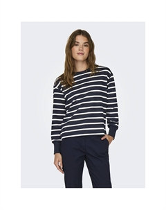 Свитшот в полоску с круглым вырезом синий Jdy