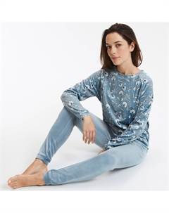 Пижама из велюра с длинными рукавами красный La redoute collections