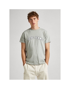 Футболка прямая с принтом-логотипом серый Laredoute