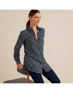 Туника с цветочным принтом длинными рукавами зеленый Laredoute