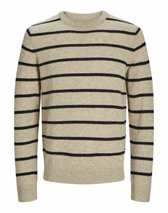 Джемпер из овечьей шерсти с круглым вырезом бежевый Jack & jones