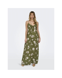 Платье длинное на тонких бретелях с цветочным принтом зеленый Laredoute