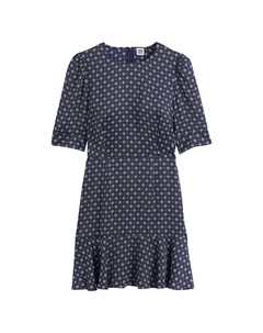 Атласное платье мини с графичным принтом синий La redoute collections