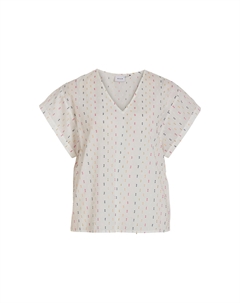 Блузка с короткими рукавами и принтом белый Vila