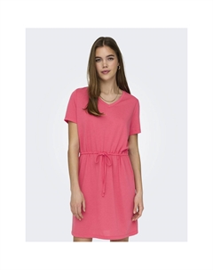 Платье короткое с V-образным вырезом короткими рукавами с завязками розовый Jdy