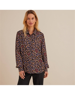Рубашка с цветочным принтом и длинными рукавами каштановый Anne weyburn