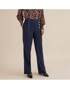 Брюки широкие матросские с высокой посадкой синий Laredoute