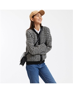 Кардиган из жаккарда в шахматную клетку черный Laredoute