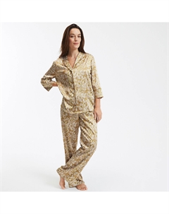 Пижама из сатина с принтом и длинными рукавами бежевый La redoute collections