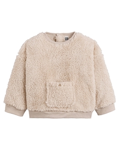 Свитшот из искусственного меха с круглым вырезом бежевый Laredoute