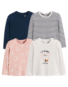 Комплект из четырех лонгсливов La Redoute разноцветный Laredoute