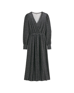 Платье длинное с запахом в горошек черный La redoute collections