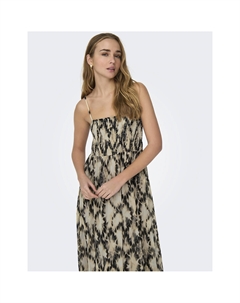 Платье длинное с принтом на тонких бретелях бежевый Only