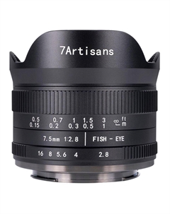 Объектив 7Artisans 7.5mm f/2.8 II Fisheye, Fujifilm X Mount, черный 7artisans