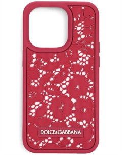 Dolce & Gabbana чехол для iPhone 14 Pro с цветочным кружевом, розовый Dolce&gabbana