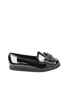 Черные лакированные лоферы без шнуровки alpha из искусственного меха Where's that from