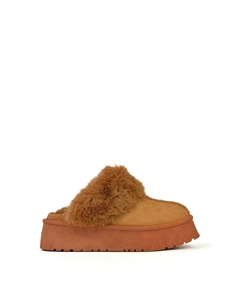 Тапочки без шнуровки Faith из искусственного меха на подошве на платформе, коричневый Xy london