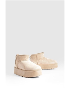 Уютные мини-сапоги на платформе, бежевый Boohoo
