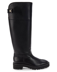 Жемчужные кожаные сапоги до колена для верховой езды, черный Stuart weitzman