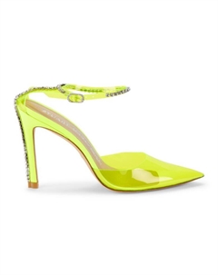 Туфли на шпильке, украшенные кристаллами, цвет Neon Yellow Stuart weitzman