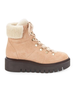 Ботинки в стиле армейского стиля «Шале» с отделкой из замши и искусственного меха, цвет Sandalwood Stuart weitzman