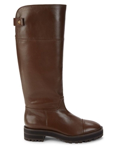 Жемчужные кожаные сапоги до колена для верховой езды, цвет Espresso Stuart weitzman